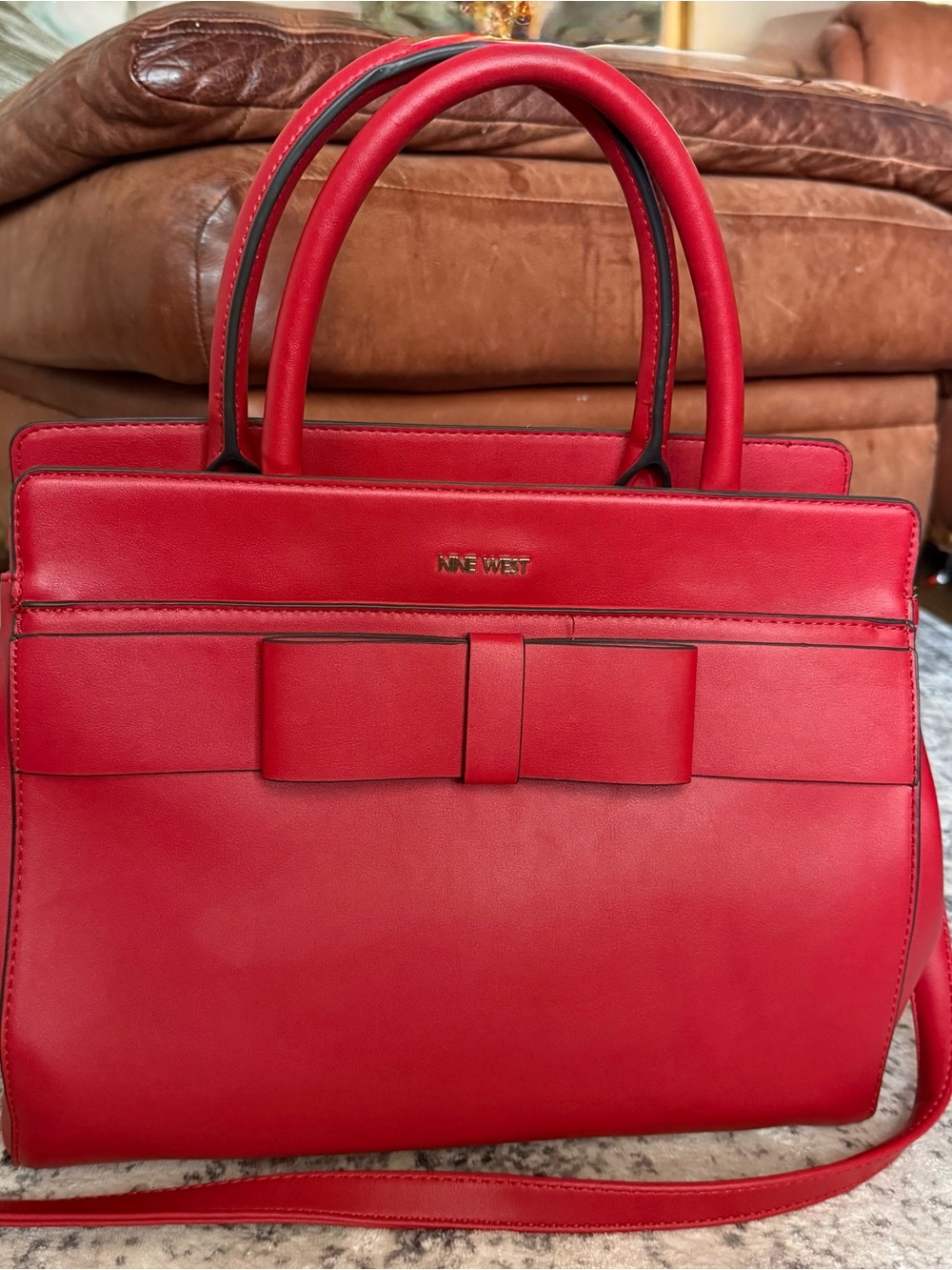 Nine West Red Bow-Accent Satchel Handbag